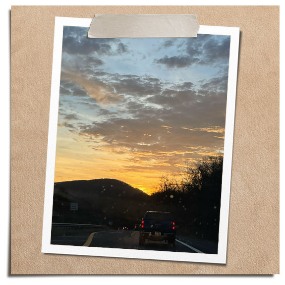 Car and sunset